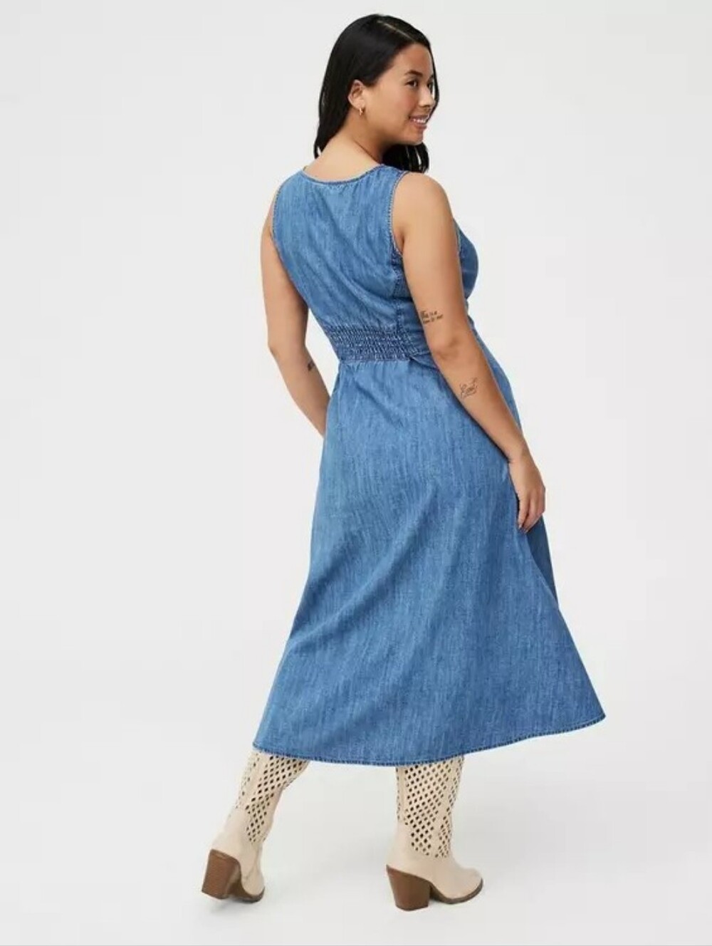 Torrid Y2K 90 inspired Blue Jean Denim Midi Dress 2X 18 20 Nwt - Picture 2 of 6